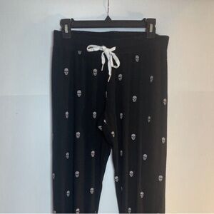 AQUA Lounge Pants Black And White Skulls Sweatpants Women’s Soft Size S